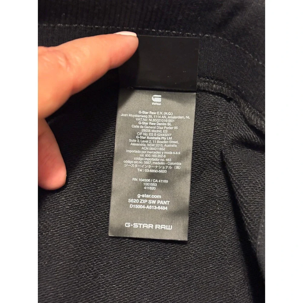 G-Star Raw 5620 Zip SW Pant Mens Large Black Tapered Moto Joggers